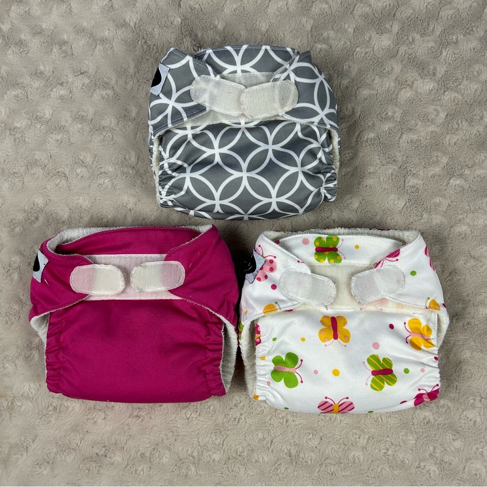Imagine Baby All in One Newborn Cloth Diapers Hook & Loop Pink Butterfly